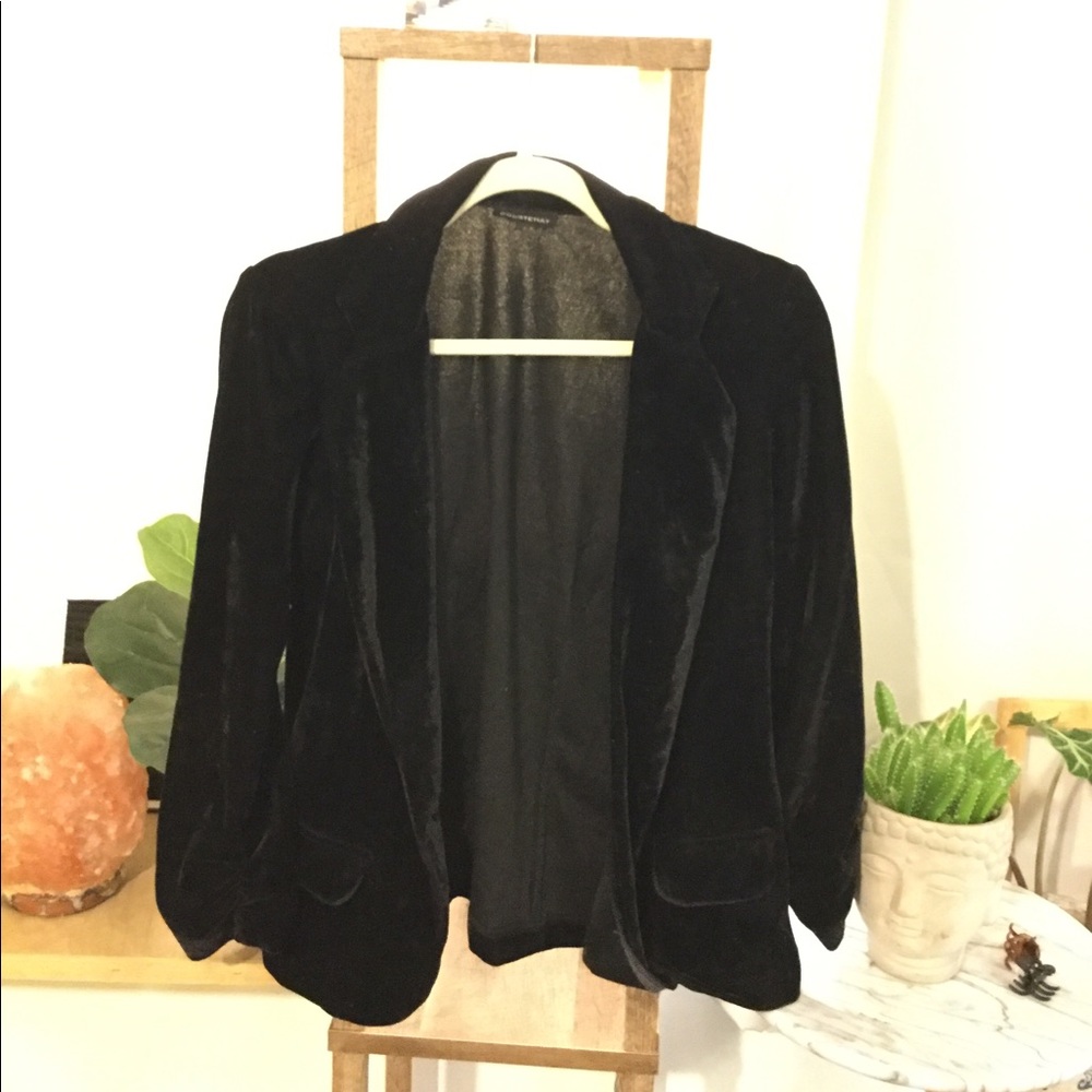 VELVET BLACK BLAZER 3/4 SLEEVES